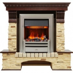 Каминокомплект Pierre Luxe угловой - Темный дуб / Сланец (Высота 1050мм) с очагом Chesford