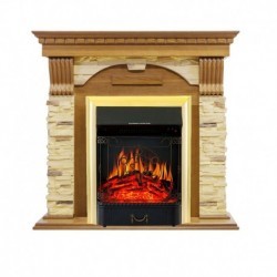 Каминокомплект Dublin -  Дуб / Сланец с очагом Majestic FX Brass