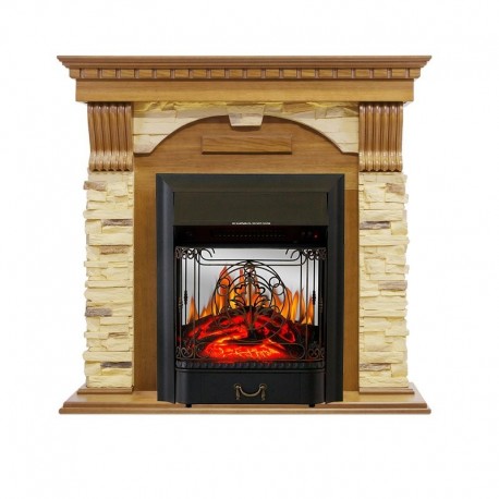 Каминокомплект Dublin -  Дуб / Сланец с очагом Majestic FX M Black
