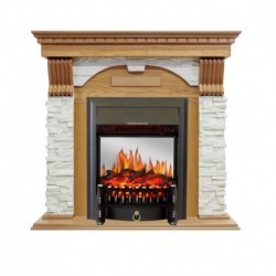 Каминокомплект Dublin - Дуб / Сланец белый с очагом Fobos FX M Black